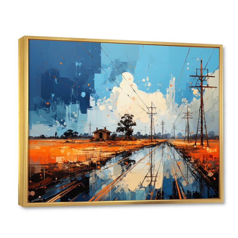 Designart "Power Lines Electric Intersections II" Power Lines Framed Wall Art Prints Bed Bath